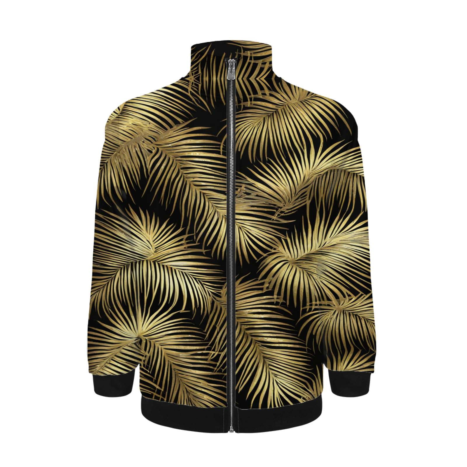 Palm Leaf Print Fabric Jacket Men's Street Cool Long Sleeves Coat