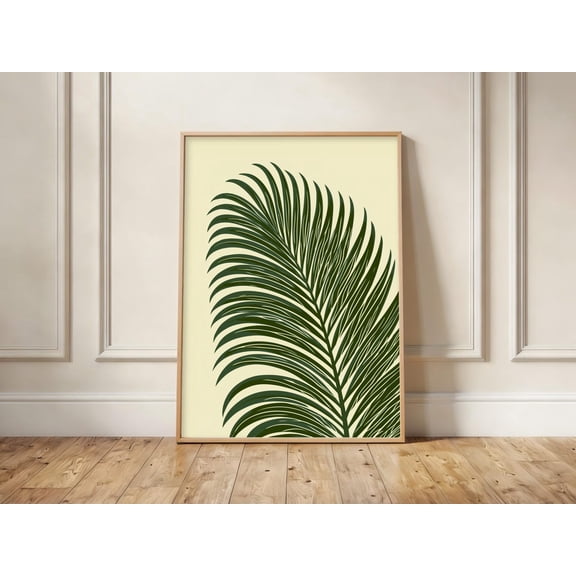 Palm Leaf Print Tropical Botanical Wall Art Minimalist Green Nature Decor, Unframed Paper Print