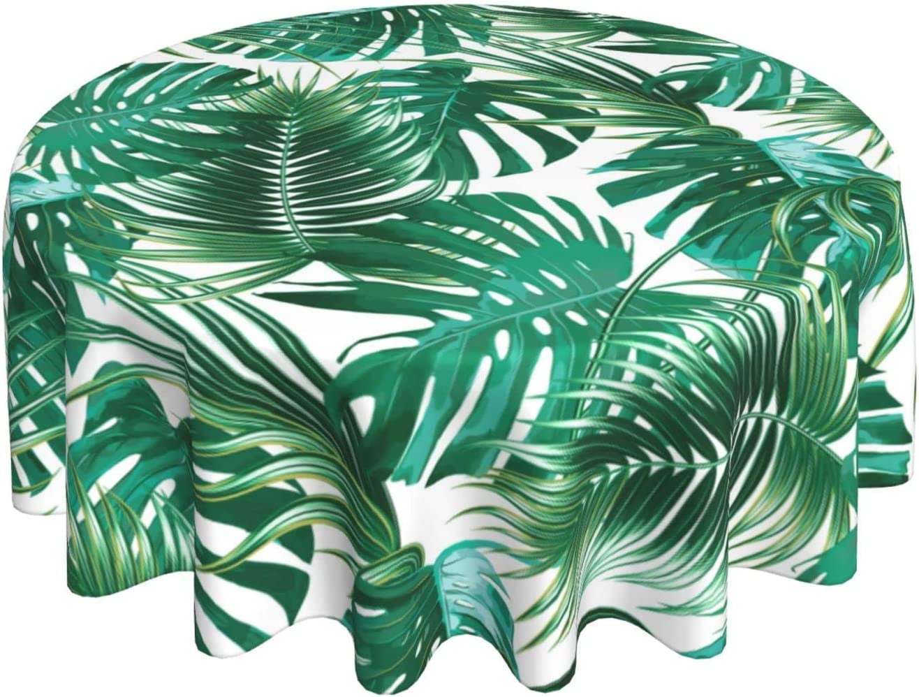 Palm Leaf Round Tablecloth 60 Inch for Indoor and Outdoor, Waterproof