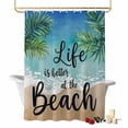 thumbnail image 1 of Palm Leaf Shower Curtains for Bathroom, Life Is Better at The Beach Green Leaf Washable Fabric Shower Curtain with Hooks Waterproof Bathroom Decor Sets, 72 x 72 Inches, 1 of 9