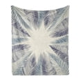 thumbnail image 1 of Palm Leaf Soft Flannel Fleece Throw Blanket, Hand Drawn Leaves Framework Floral Environment Theme, Cozy Plush for Indoor and Outdoor Use, 70" x 90", Slate Blue Dark Blue, by Ambesonne, 1 of 6