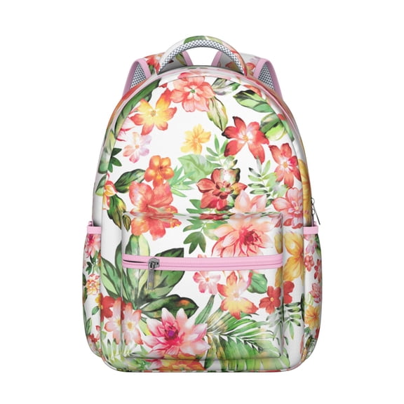 Palm Leaf Students Backpack Hawaiian Aloha Jungle Leaf Bookbag Summer Tropical Plant Student Backpack for School, Travel, Camping