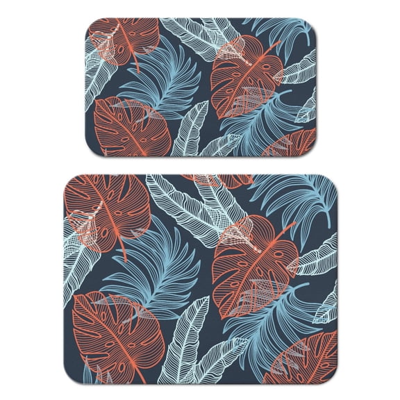 Palm Leaf Summer Coffee Bar Mat, Absorbent Diatom Mud Kitchen Mat, Leak-Proof and Quick Dry Dish Pad for Vibrant Aloha Decor