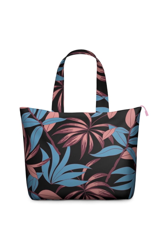 Palm Leaf Travel Bag Hawaiian Floral Weekender Duffel with Tropical Leaf, Aloha Inspired Botanical Jungle Pattern, Leafy Overnight Tote for Beach Vacation