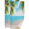 thumbnail image 1 of Palm Leaf Tropical Beach Kitchen Hand Towels, Summer Sandy Fingertip Bath Towels Ultra Soft and Absorbent, Decorative Face Towels Dish Washcloths, 2 PCS, 28.3"x 14.4", 1 of 5