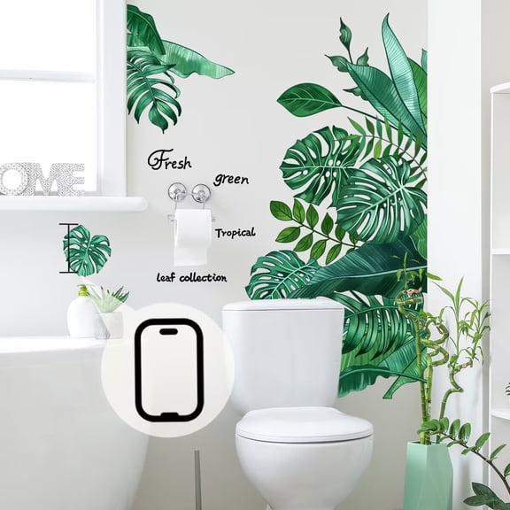 Palm Leaf Wall Stickers Tropical Leaves Green Plant Bird Wall Decor Peel and Stick Wall Art Decals DIY Peel and Stick Art Wall Decor Mural for Nursery Baby Kids Bedroom Living Room Kitchen Home Decor