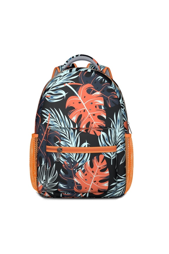 Palm Leaf Waterproof School Backpack - Lightweight & Spacious with Hawaiian Floral Design for Commuters