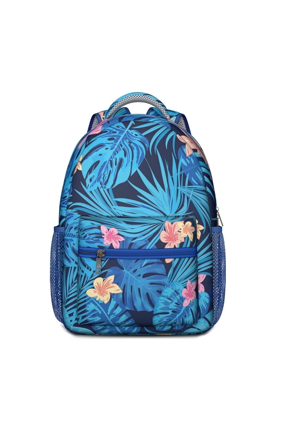 Palm Leaf Waterproof School Backpack - Lightweight & Spacious with Hawaiian Floral Design for Commuters