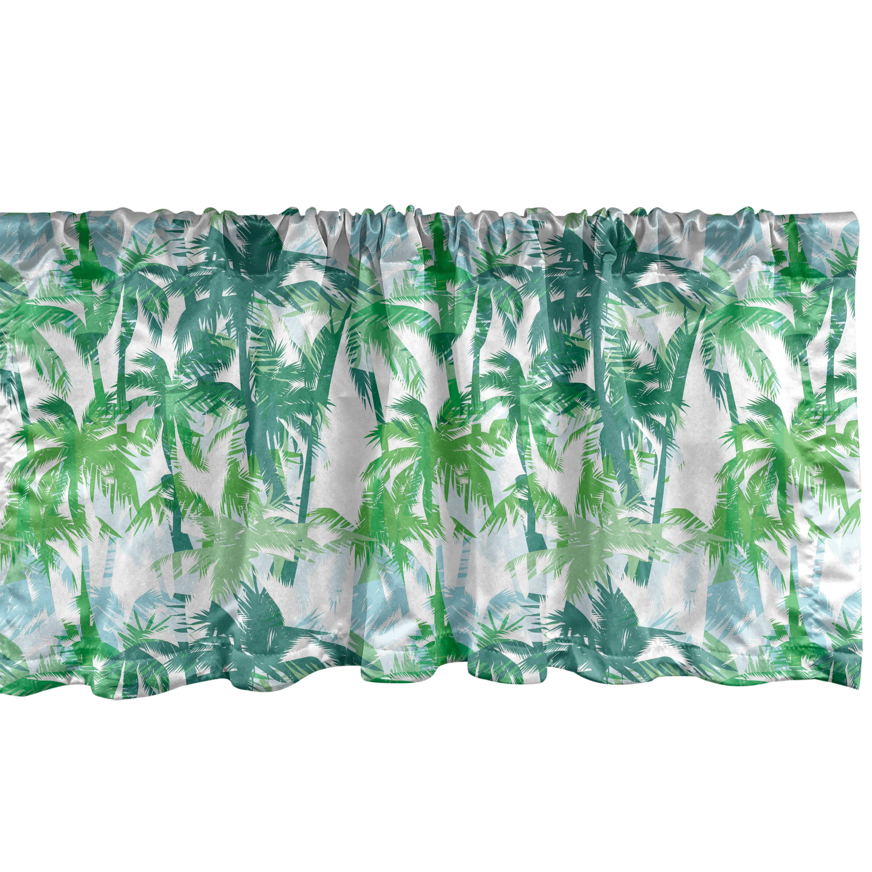 Palm Leaf Window Valance Pack of 2, Exotic Fantasy Abstract Coconut