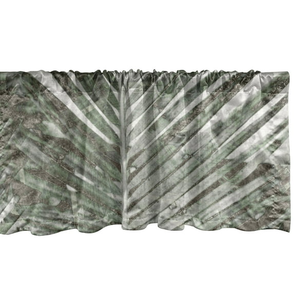 Palm Leaf Window Valance, Vintage Tropical Hawaiian Pattern of Jungle Leaves Bohemian Inspirations, Curtain Valance for Kitchen Bedroom with Rod Pocket, 54" X 18", Taupe Sage Green, by Ambesonne