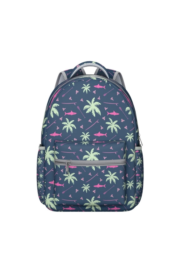 Palm Leaf and Exotic Floral School Backpack, Ergonomic Design with Adjustable Shoulder Straps for Comfort