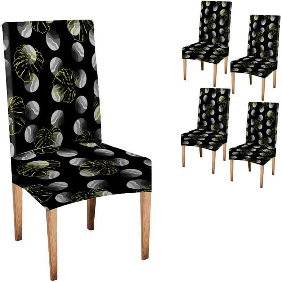 Palm Leave Watercolor Spandex Chair Covers for Dining Room Set of 4 Removable Chair Cover Washable Protector Stretch Chair Cover for Dining Room,Living Room