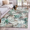 thumbnail image 1 of Palm Leaves Area Rugs 2.7'x5', Washable Small Throw Rugs for Kitchen Bedroom, Turquoise Tropical Leaf Botanical Retro Spring Indoor Outdoor Rug Non-Slip Low Pile Carpet Runner Reversible Floor Mats, 1 of 8