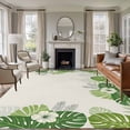 thumbnail image 1 of Palm Leaves Area Rugs 8'x10', Washable Small Throw Rugs for Living Room Patio, Farmhouse Summer Tropical Leaf Flowers Indoor Outdoor Rug Non-Slip Low Pile Carpet Runner Reversible Floor Mats, 1 of 8