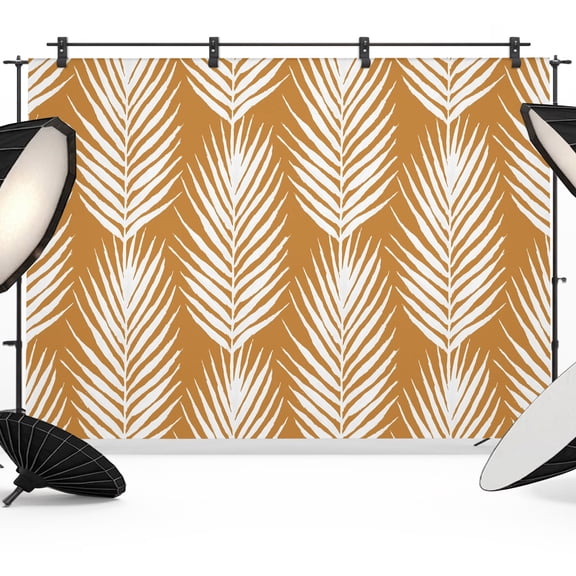 Palm Leaves Backdrop for Photography, Summer Rustic Leaf Botanical Orange Photo Backdrop Portrait Background Party Banner Photo Backgrounds for Studio Booth Props, 7x5ft