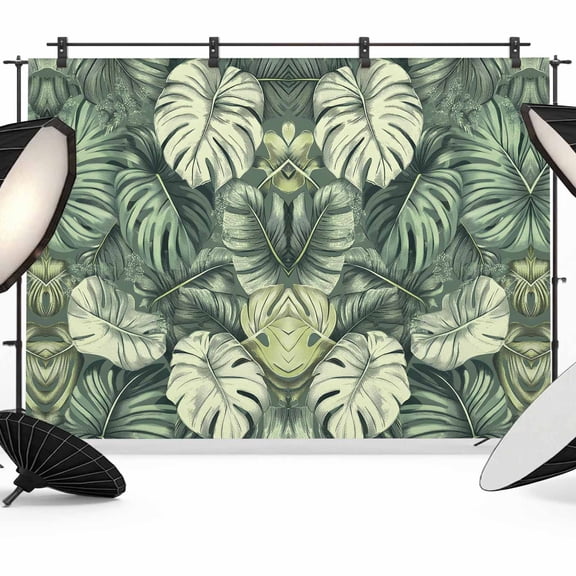 Palm Leaves Backdrop for Photoshoot,Photography Photo Studio Background Wall Backdrop,Country Summer Botanical Tropical Plants Back Drop Banner Panel for Portraits Wedding Party Live Streaming 7x5Ft