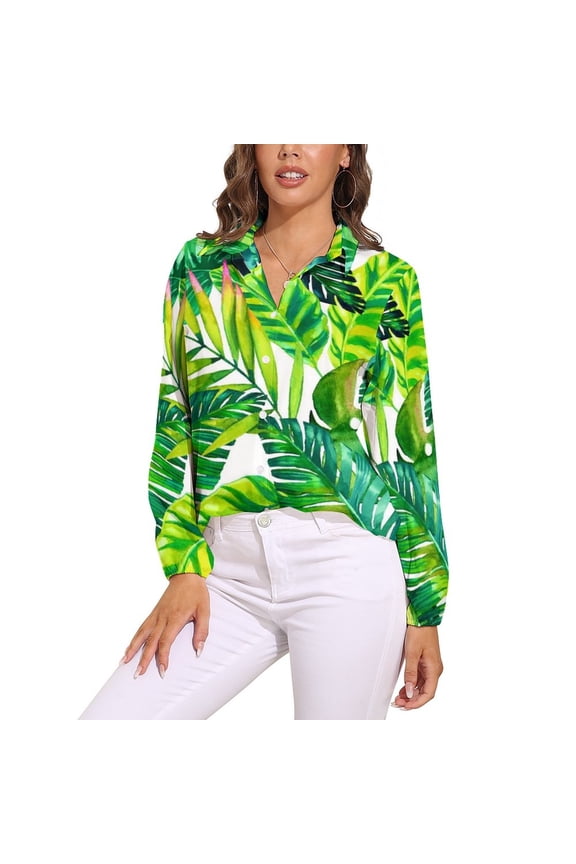 Palm Leaves Blouse Zebra And Floral Print Kawaii Design Blouses Women Casual Shirt Summer Long-Sleeve Oversized Clothes