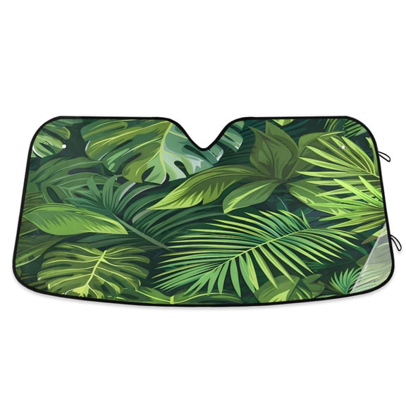 Palm Leaves Car Windshield Sun Shade Foldable Car Front Window Visor Heat and UV Protection 53x23.5