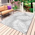 thumbnail image 1 of Palm Leaves Grey Outdoor Rug for Patio/Deck/Porch, Non-Slip Large Area Rug 5 x 7 Ft, Summer Botanical Coastal Tropical Indoor Outdoor Rugs Washable Area Rugs, Reversible Camping Rug Carpet Runner, 1 of 8