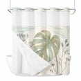 thumbnail image 1 of Palm Leaves No Hook Shower Curtain with Snap in Liner Watercolor Light Green Tropical Plants Beige Waterproof Bathroom Shower Curtain with See Through Top Window for Bathtub 72" x 72", 1 of 9