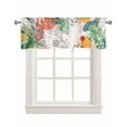 thumbnail image 1 of Palm Leaves Oeange Linen Curtain Valance for Bedroom/Bathroom/Kitchen/Living/Dining Room Window,Boho Tropical Geometric Middle Century Pocket Topper Drapes Decorative Cafe Drapery Panel 42"x18", 1 of 6