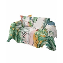 Palm Leaves Oeange Sofa Couch Covers for Dogs,Washable Sectional Couch Slipcovers for Loveseat with Tassels,Boho Tropical Geometric Middle Century Non Slip Sofa Throw Cover Blanket Large 71''x102''