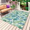 thumbnail image 1 of Palm Leaves Outdoor Rug for Patio/Deck/Porch, Non-Slip Large Area Rug 5 x 8 Ft, Green Blue Tropical Plants Summer Country Indoor Outdoor Rugs Washable Area Rugs, Reversible Camping Rug Carpet Runner, 1 of 8