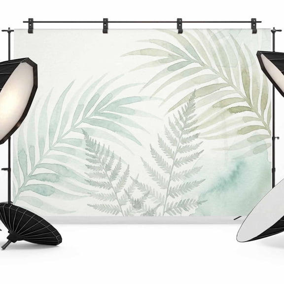 Palm Leaves Photography Backdrop 7x5FT, Watercolor Sage Green Tropical Plants Beige Photo Backdrops, Background for Photography Studio Photo Studio Background, Back Drop for Photoshoot