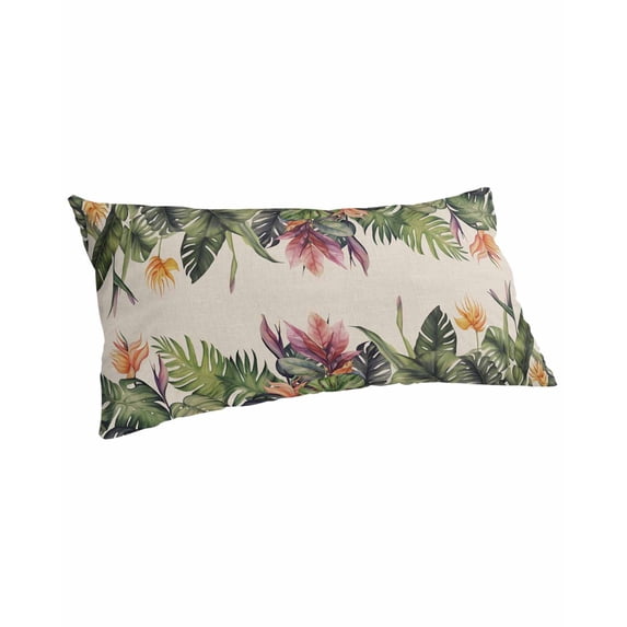 Palm Leaves Pillow Covers King Size, Summer Botanical Tropical Plants Rustic Soft Bed Throw Pillowcases Breathable Cooling Long Lumbar Body Pillow Sham Cover for Bed Sofa 20''x40''