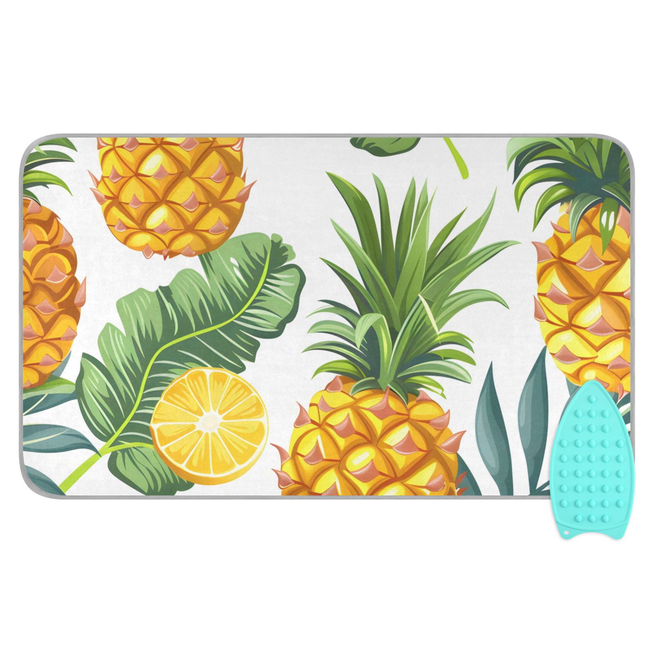 Palm Leaves Pineapples Lemons Ironing Mat Blanket Portable Travel Ironing Pad Heat Resistant Pad 47.2" x 27.6”