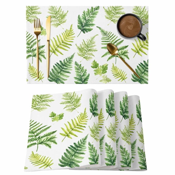 Palm Leaves Placemats Set of 4, Spring Leaf Non-Slip Place Mats Washable Table Mats for Kitchen Dining Table Decorations Indoor/Outdoor