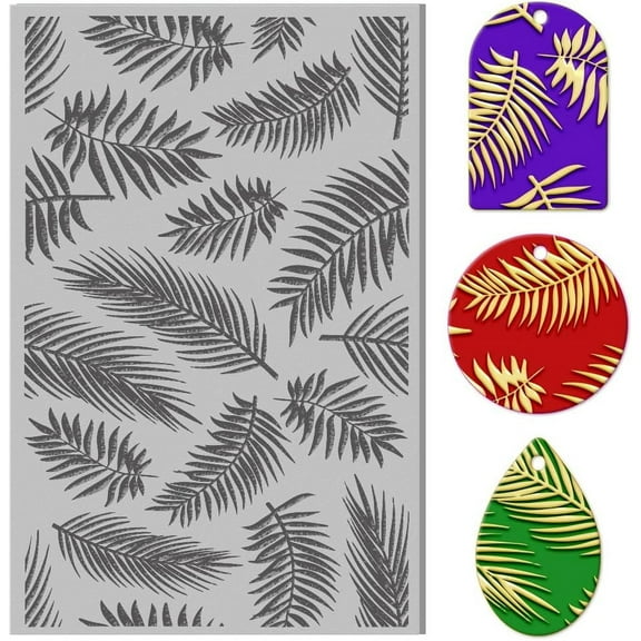 Palm Leaves Polymer Clay Texture Sheets Plants Clay Texture Mat Rubber Polymer Clay Texture Tools for DIY Creating Patterns and Designs are Suitable for DIY Most Handicraft Creations