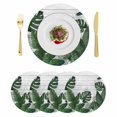 thumbnail image 1 of Palm Leaves Round 15 Inch Placemats Set of 4, Tropical Botanical Leaf Summer Wooden Gray HeatResistant Non Slip Place Mats for Dining Table, Wipeable Braided Kitchen Table Mats for Housewarming, 1 of 9