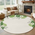 thumbnail image 1 of Palm Leaves Round Area Rug 8Ft Washable Large Circle Rugs for Living Room Dorm, Farmhouse Summer Tropical Leaf Flowers Non-Slip Carpet Floor Mats Indoor Outdoor Carpet Runner Aesthetic Home Decor, 1 of 8