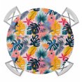 thumbnail image 1 of Palm Leaves Round Tablecloth for 55-60 Inch Tables, Fitted Table Cover with Elastic Edge, Colorful Tropical Plant Summer Flower Waterproof Outdoor Table Cloth Protector for Patio Garden Dinner Picnic, 1 of 9