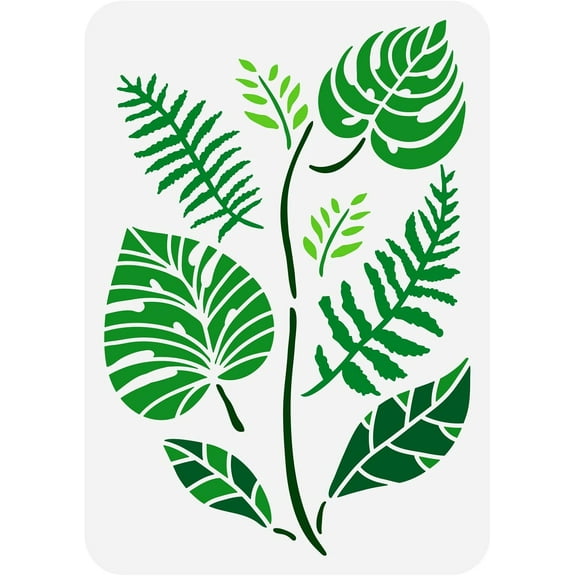 Palm Leaves Stencil 11.7x8.3 inch Large Reusable Wall Stencils Plant Leaf Art Craft Stencils PET Hollow Out Leaves Templates Stencil for Wall Tile Furniture Paper Fabric Home Decor