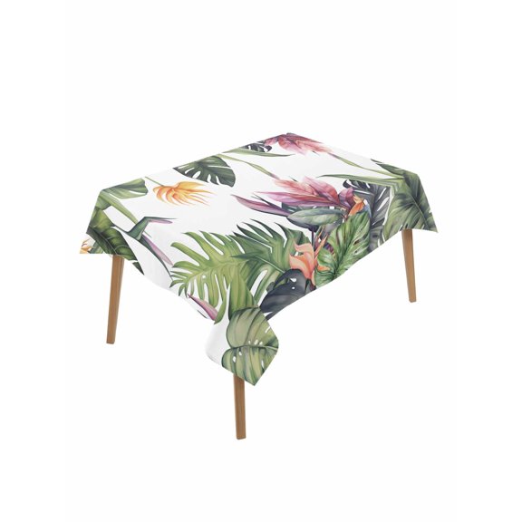 Palm Leaves Table Cloth, Summer Botanical Tropical Plants Waterproof Tablecloth for Rectangle Tables, Reusable Washable Fabric Table Cover for Restaurant Kitchen Dining Tables 60"x102"