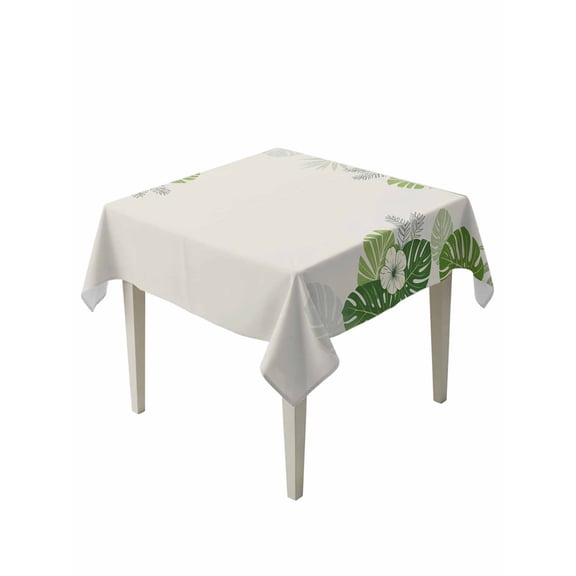 Palm Leaves Table Cloth, Waterproof Tablecloth for Square Tables, Farmhouse Summer Tropical Leaf Flowers Reusable Washable Fabric Table Cover for Restaurant Kitchen Dining Tables 60"x60"