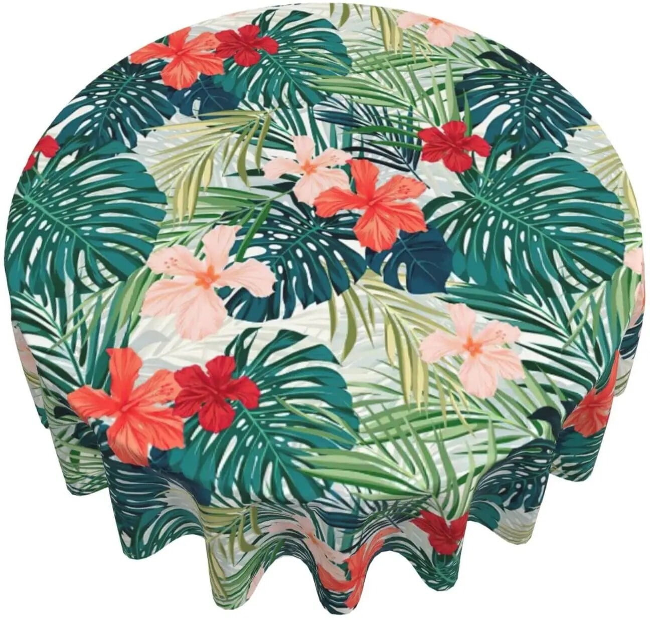 Palm Leaves Tablecloth Summer Tropical Plants Round Table Cloths Hawaiian Circular Table Cover