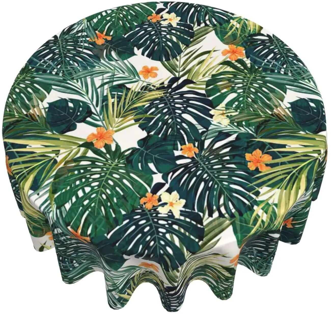Palm Leaves Tablecloth Summer Tropical Plants Round Table Cloths Hawaiian Circular Table Cover