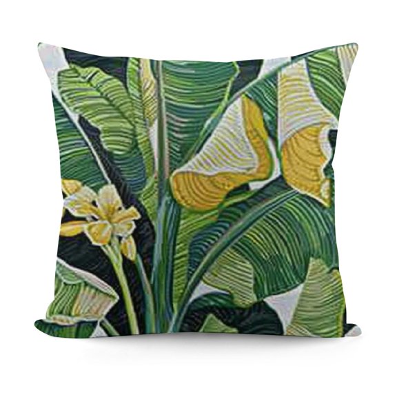 Palm Leaves Throw Pillow Cover Tropical Palm Leaves Jungle Leaf Decorative Pillow Case Home Decor Square Pillowcase
