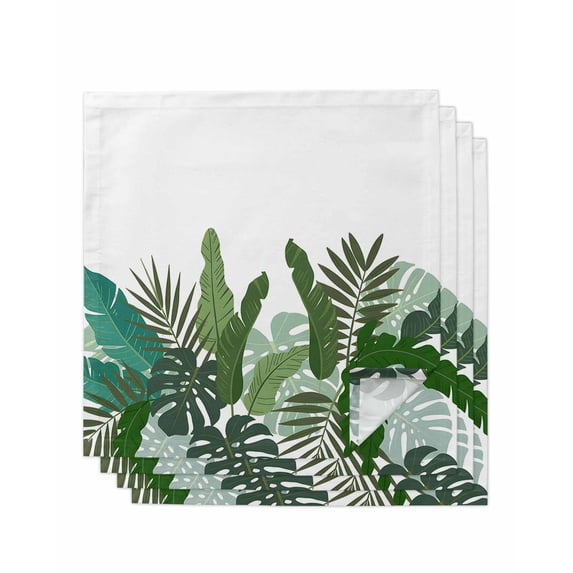 Palm Leaves Tropical Cloth Napkins Set of 4 Reusable Dinner Napkins, Watercolor Botanical Summer Cocktail Napkin Washable Table Napkins for Wedding/Holiday Party/Baby Shower 20"x20"