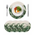 thumbnail image 1 of Palm Leaves Tropical Round 15 Inch Placemats Set of 4, Green Botanical Summer Linen HeatResistant Non Slip Place Mats for Dining Table, Wipeable Braided Kitchen Table Mats for Housewarming, 1 of 9