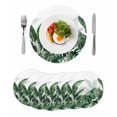 thumbnail image 1 of Palm Leaves Tropical Round 15 Inch Placemats Set of 6, Green Botanical Summer HeatResistant Non Slip Place Mats for Dining Table, Wipeable Braided Kitchen Table Mats for Housewarming, 1 of 9