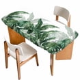 thumbnail image 1 of Palm Leaves Tropical Table Cloths for 4 Foot Rectangle Tables, Green Botanical Summer Patio Waterproof Elastic Fitted Tablecloths, Washable Rectangular Table Cover for Camping, 1 of 8