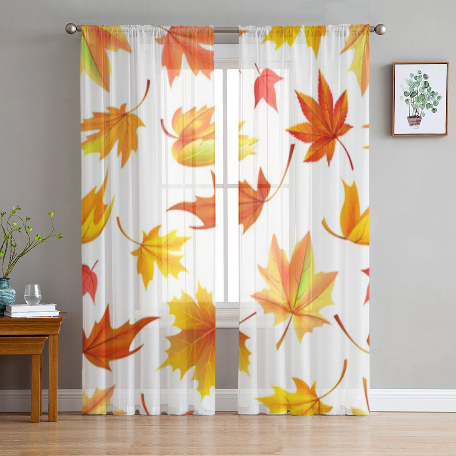 Palm Leaves Tulle Sheer Window Curtains For Living Room The Bedroom ...