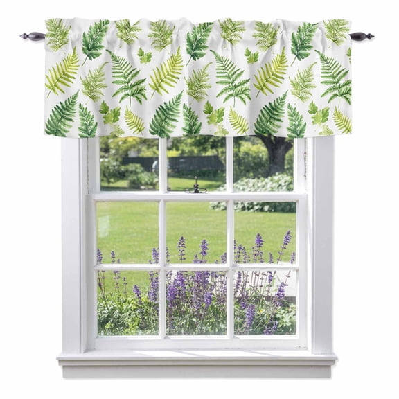 Palm Leaves Valance Curtain Spring Leaf Window Valances Rod Pocket Short Curtains Window Treatments for Kitchen Bedroom Bathroom Laundry 56" x 16"
