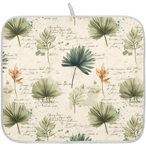 Palm Leaves Vintage Leaf Dish Drying Mats for Kitchen Counter Absorbent Microfiber Dish Drying Matt 16 x 18 Inch Draining Reusable Rack Pad