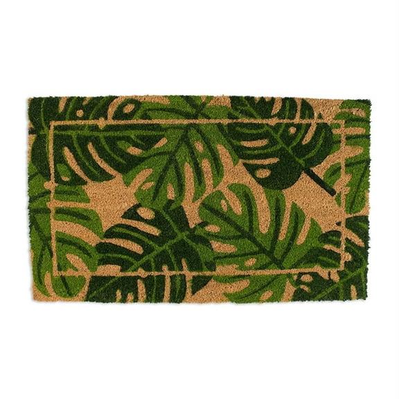 Palm Leaves Vinyl Back Coir Doormat 17x29