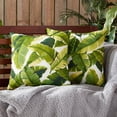 thumbnail image 1 of Palm Leaves White Outdoor Square Throw Pillow (2-pack), 1 of 4